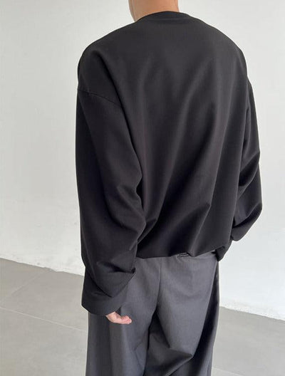 Zhou Solid Hidden String Long Sleeve T-Shirt-korean-fashion-T-Shirt-Zhou's Closet-OH Garments