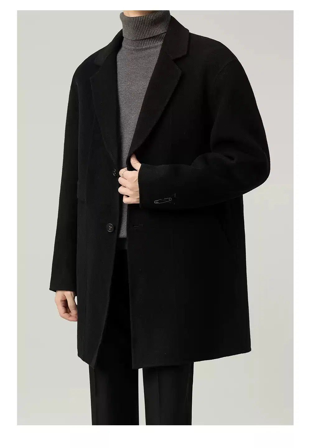 Zhou Solid Lapel Woollen Coat-korean-fashion-Long Coat-Zhou's Closet-OH Garments