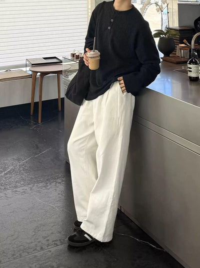 Zhou Solid Pleated Straight Jeans-korean-fashion-Jeans-Zhou's Closet-OH Garments