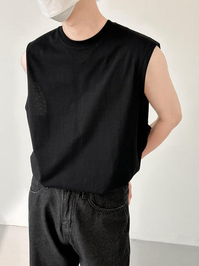 Zhou Solid Relaxed Fit Tank Top-korean-fashion-Tank Top-Zhou's Closet-OH Garments