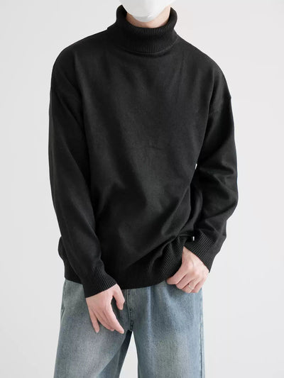 Zhou Solid Ribbed Hem Turtleneck-korean-fashion-Turtleneck-Zhou's Closet-OH Garments