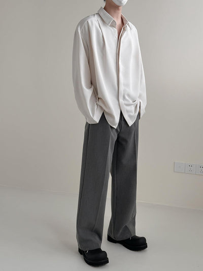 Zhou Solid Smart Office Long Sleeve Shirt-korean-fashion-Shirt-Zhou's Closet-OH Garments