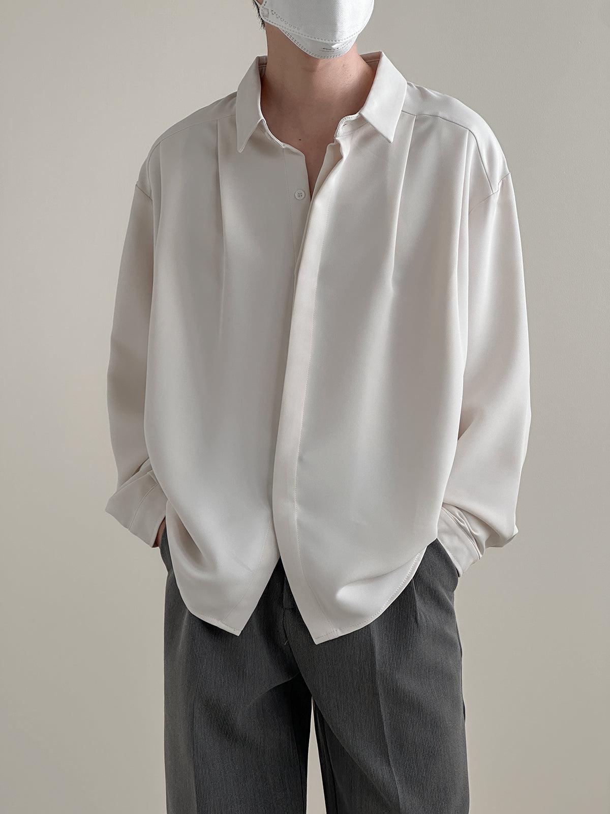 Zhou Solid Smart Office Long Sleeve Shirt-korean-fashion-Shirt-Zhou's Closet-OH Garments