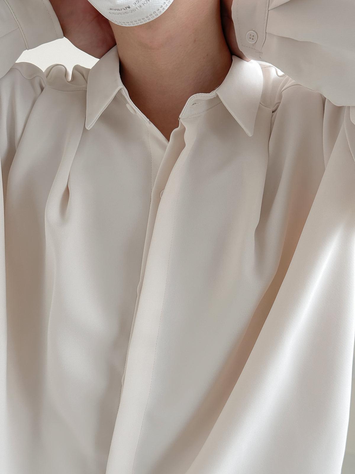 Zhou Solid Smart Office Long Sleeve Shirt-korean-fashion-Shirt-Zhou's Closet-OH Garments