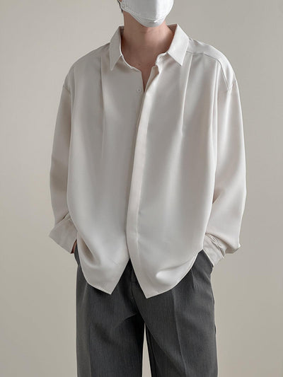 Zhou Solid Smart Office Long Sleeve Shirt-korean-fashion-Shirt-Zhou's Closet-OH Garments