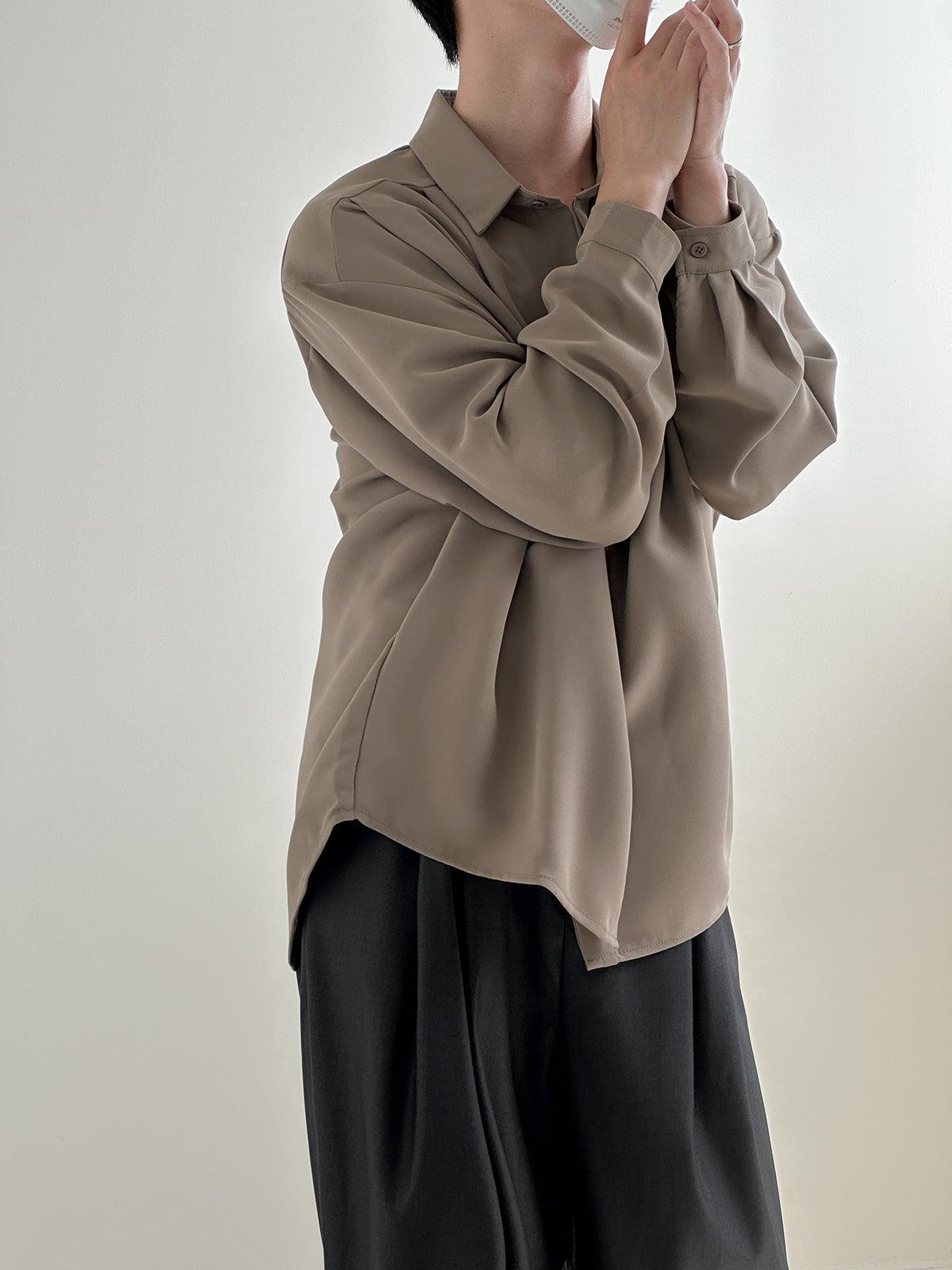 Zhou Solid Smart Office Long Sleeve Shirt-korean-fashion-Shirt-Zhou's Closet-OH Garments