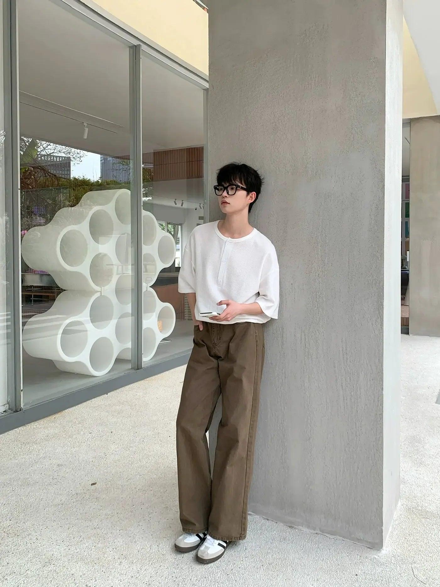 Zhou Solid Straight Leg Jeans-korean-fashion-Jeans-Zhou's Closet-OH Garments