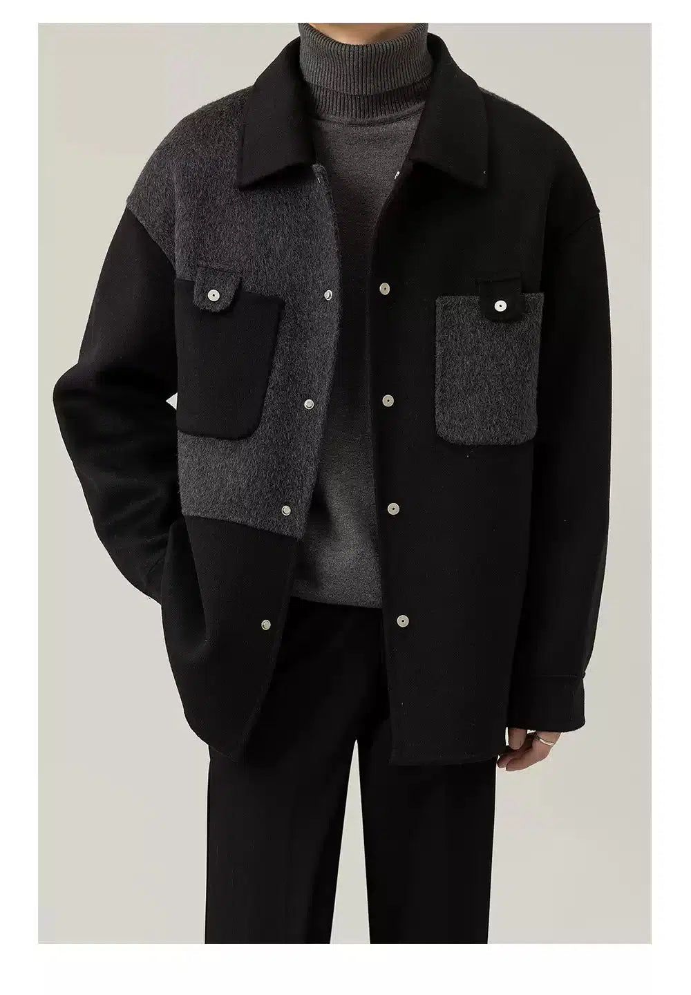 Zhou Spliced Contrast Block Jacket-korean-fashion-Jacket-Zhou's Closet-OH Garments