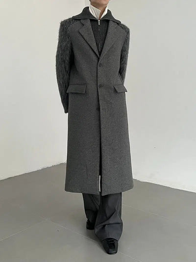 Zhou Spliced Fuzz Textured Long Coat-korean-fashion-Long Coat-Zhou's Closet-OH Garments