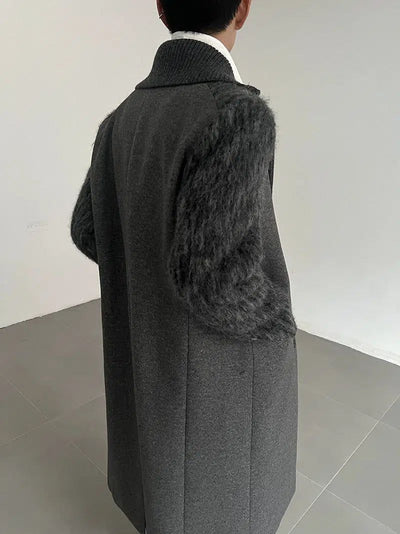 Zhou Spliced Fuzz Textured Long Coat-korean-fashion-Long Coat-Zhou's Closet-OH Garments