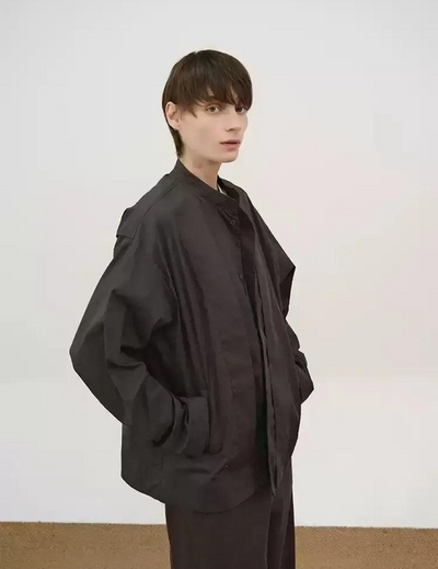 Zhou Stand Collar Buttoned Shirt-korean-fashion-Shirt-Zhou's Closet-OH Garments