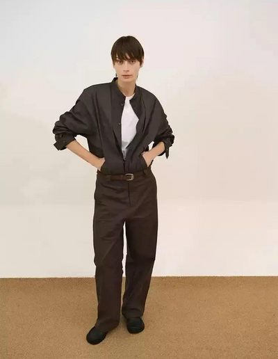 Zhou Stand Collar Buttoned Shirt-korean-fashion-Shirt-Zhou's Closet-OH Garments