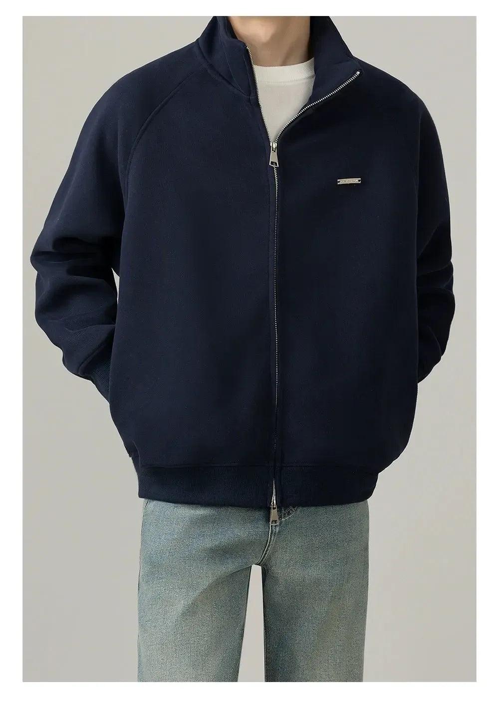 Zhou Stand Collar Dual-End Zipped Jacket-korean-fashion-Jacket-Zhou's Closet-OH Garments