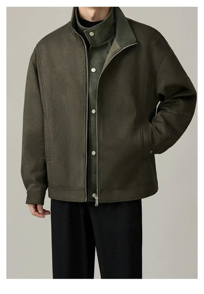 Zhou Stand Collar Layered Jacket-korean-fashion-Jacket-Zhou's Closet-OH Garments
