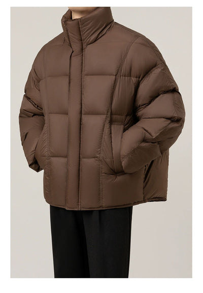 Zhou Stand Collar Quilted Puffer Jacket-korean-fashion-Jacket-Zhou's Closet-OH Garments