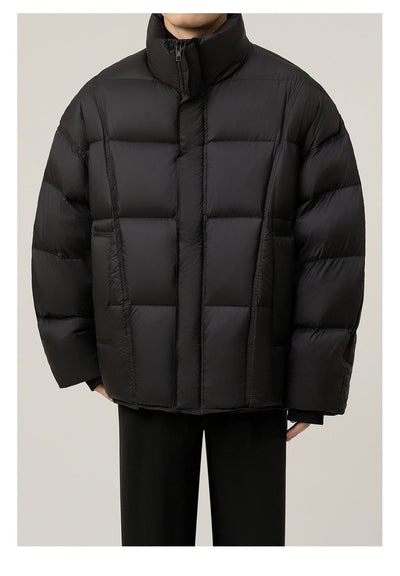 Zhou Stand Collar Quilted Puffer Jacket-korean-fashion-Jacket-Zhou's Closet-OH Garments