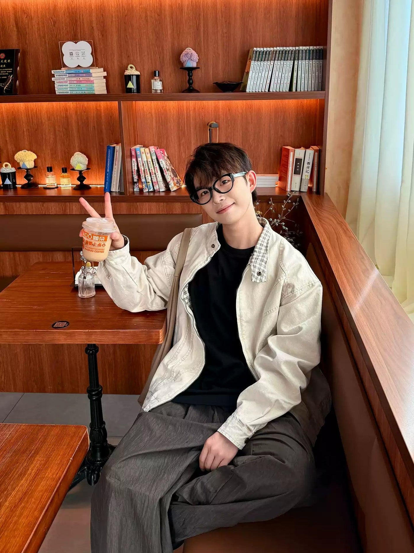 Zhou Stand Collar Washed Denim Jacket-korean-fashion-Jacket-Zhou's Closet-OH Garments