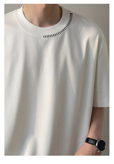 Zhou Stitched Contrast T-Shirt-korean-fashion-T-Shirt-Zhou's Closet-OH Garments