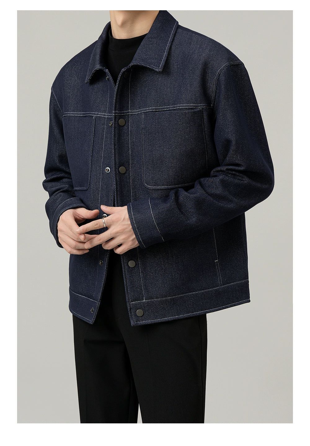 Zhou Stitched Front Pocket Jacket-korean-fashion-Jacket-Zhou's Closet-OH Garments