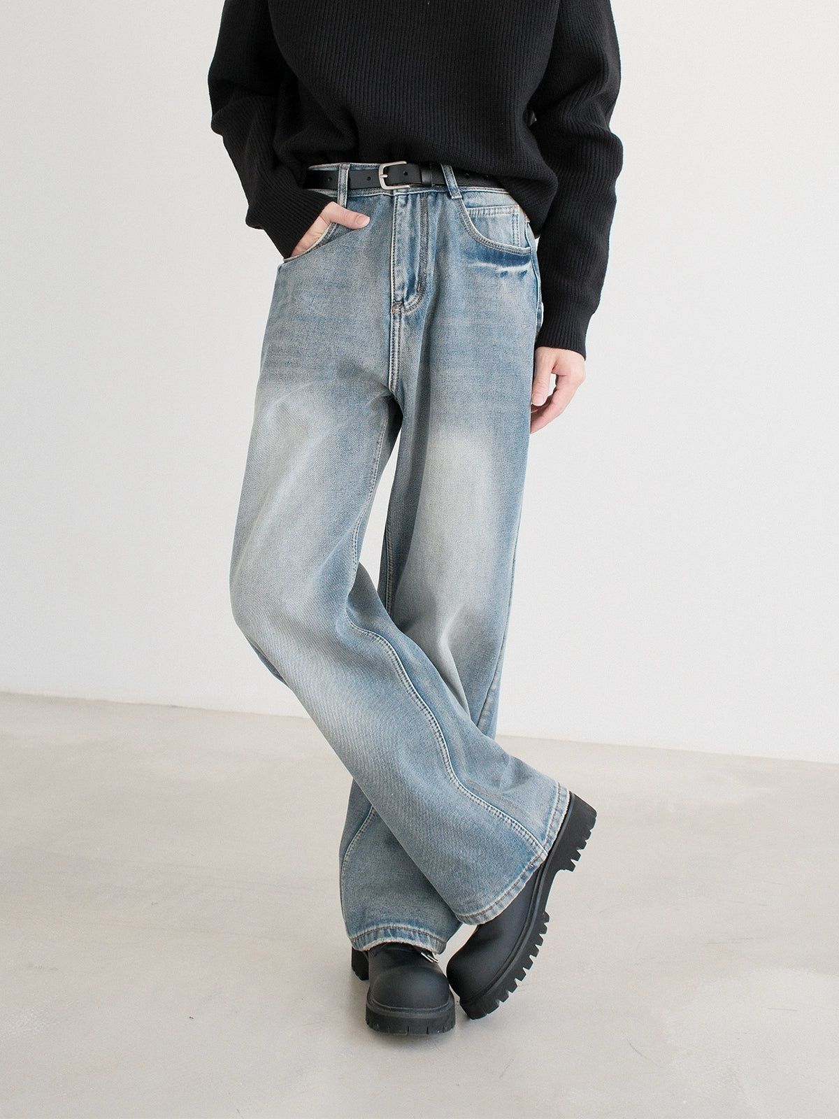 Zhou Straight Leg Bootcut Jeans-korean-fashion-Jeans-Zhou's Closet-OH Garments