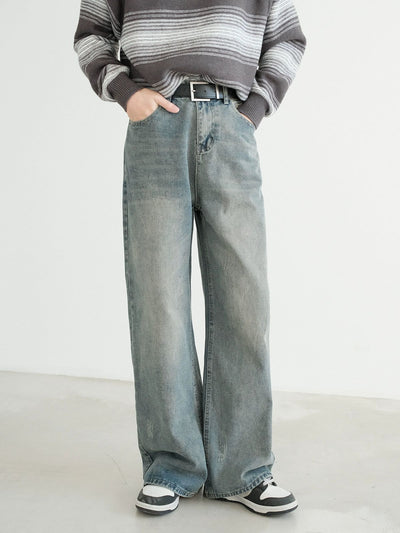 Zhou Straight Leg Washed Regular Jeans-korean-fashion-Jeans-Zhou's Closet-OH Garments