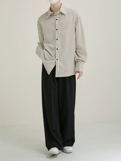 Zhou Striped and Buttoned Shirt-korean-fashion-Shirt-Zhou's Closet-OH Garments