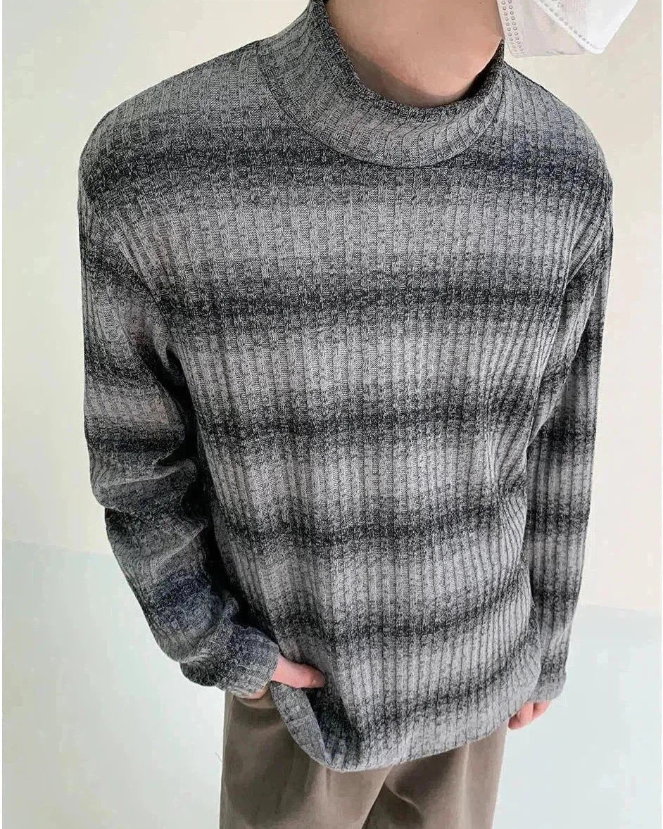 Zhou Striped Comfty Fit Mockneck-korean-fashion-Turtleneck-Zhou's Closet-OH Garments