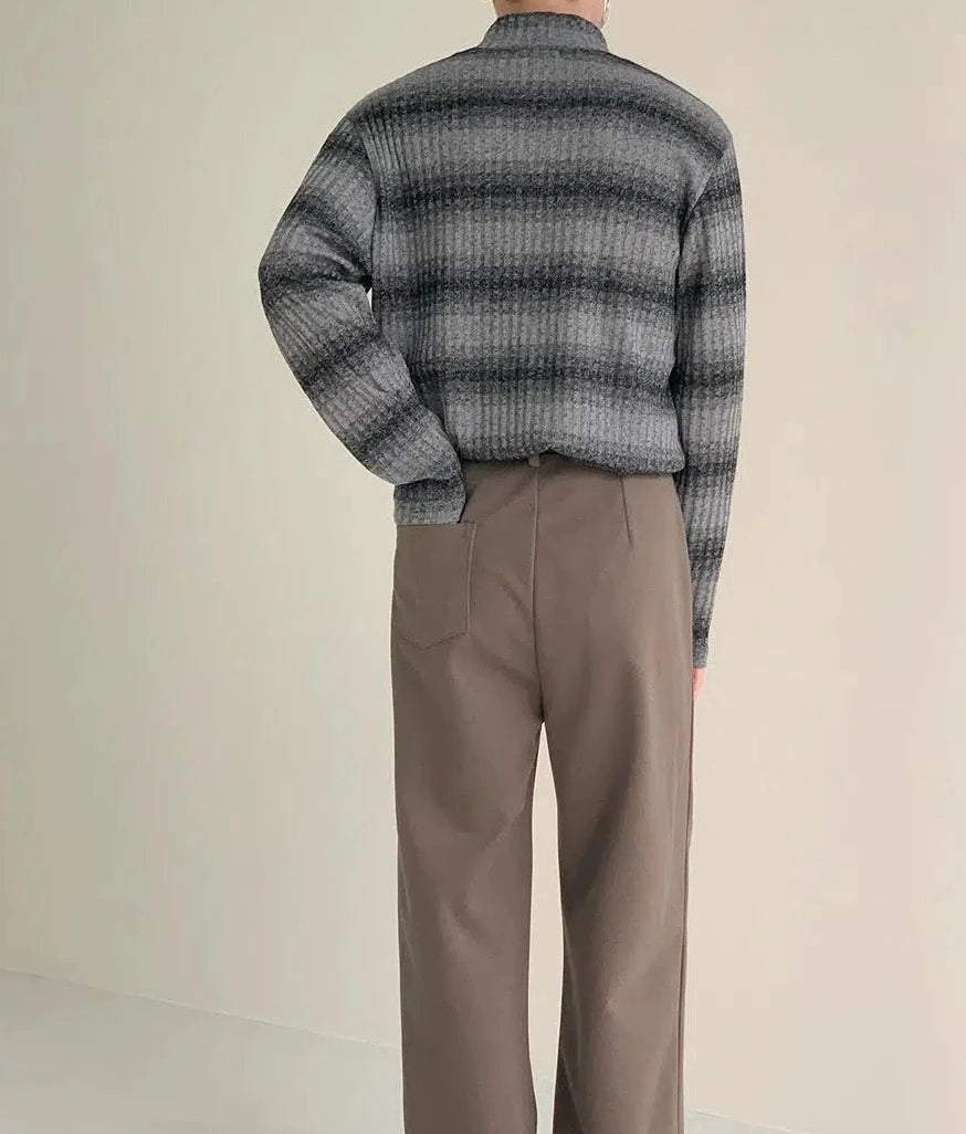 Zhou Striped Comfty Fit Mockneck-korean-fashion-Turtleneck-Zhou's Closet-OH Garments