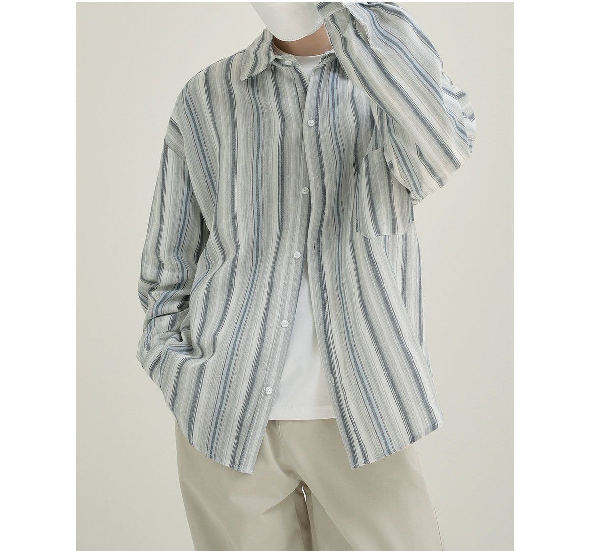Zhou Striped Front Pocket Shirt-korean-fashion-Shirt-Zhou's Closet-OH Garments