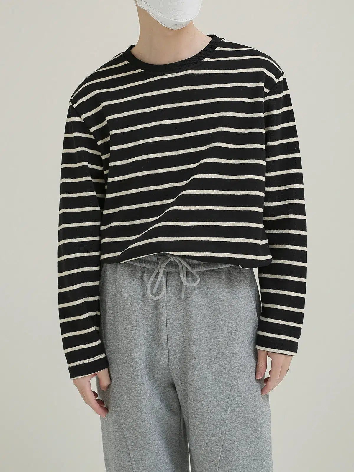 Zhou Striped Knit Long Sleeve T-Shirt-korean-fashion-T-Shirt-Zhou's Closet-OH Garments