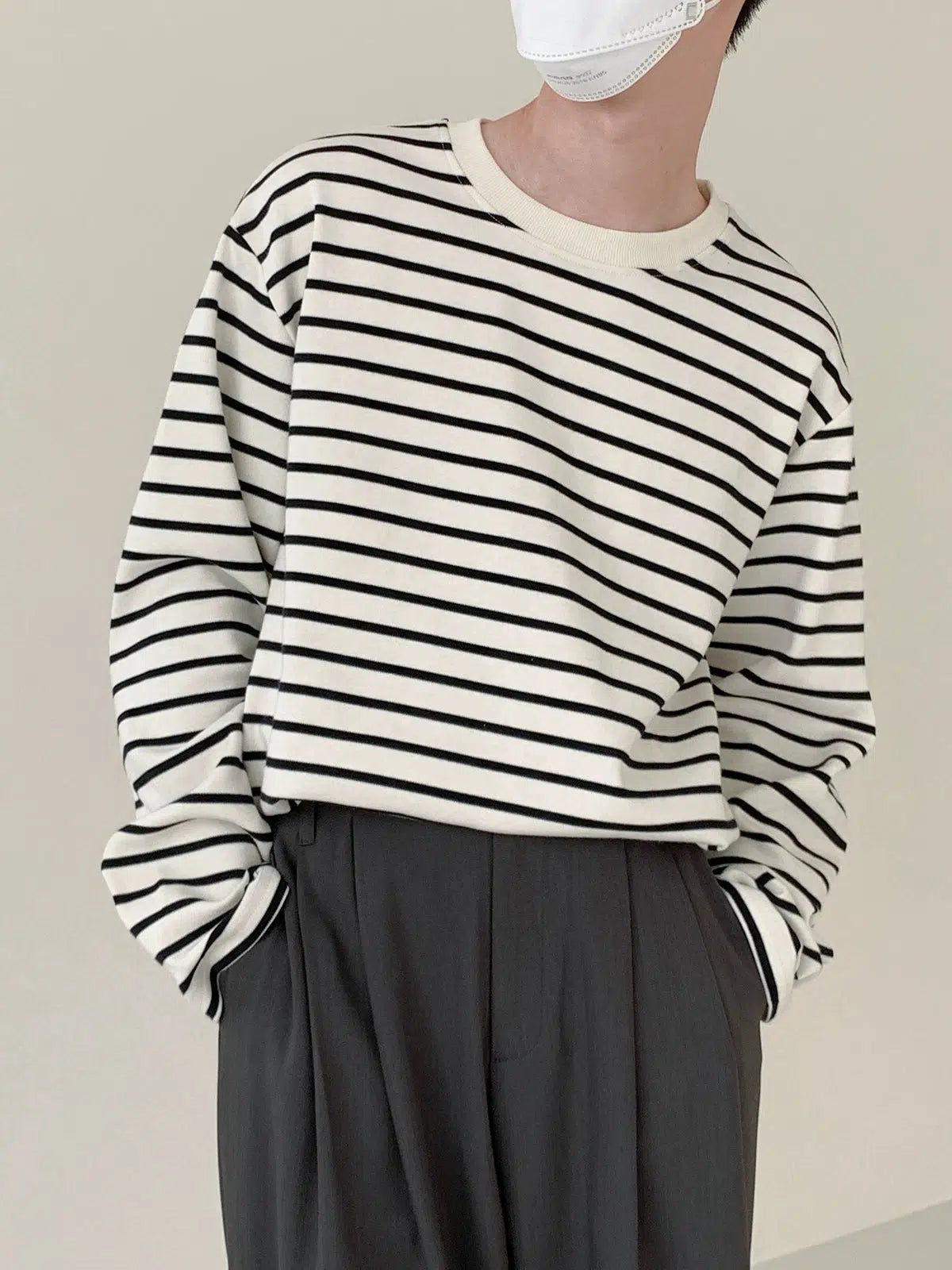 Zhou Striped Long Sleeves T-Shirt-korean-fashion-T-Shirt-Zhou's Closet-OH Garments