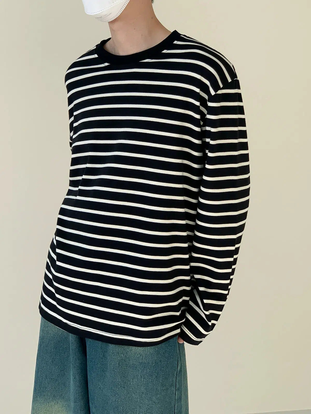 Zhou Striped Long Sleeves T-Shirt-korean-fashion-T-Shirt-Zhou's Closet-OH Garments