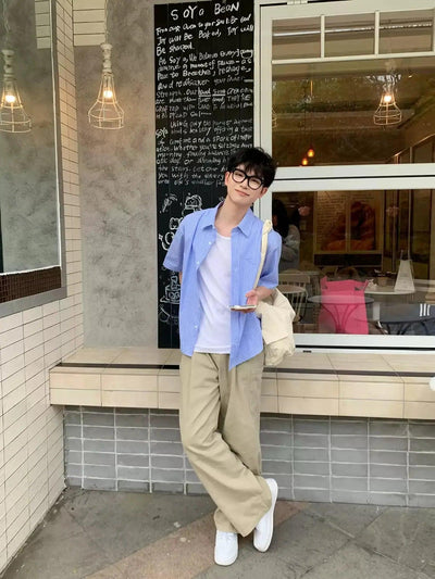 Zhou Striped Pocket Detail Shirt-korean-fashion-Shirt-Zhou's Closet-OH Garments