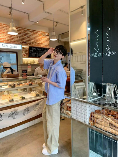 Zhou Striped Pocket Detail Shirt-korean-fashion-Shirt-Zhou's Closet-OH Garments