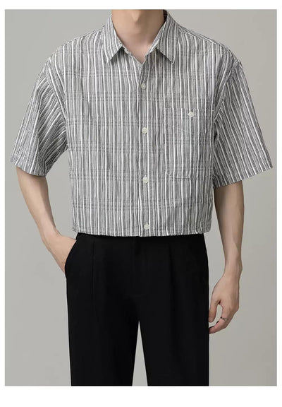 Zhou Striped Pocket Shirt-korean-fashion-Shirt-Zhou's Closet-OH Garments