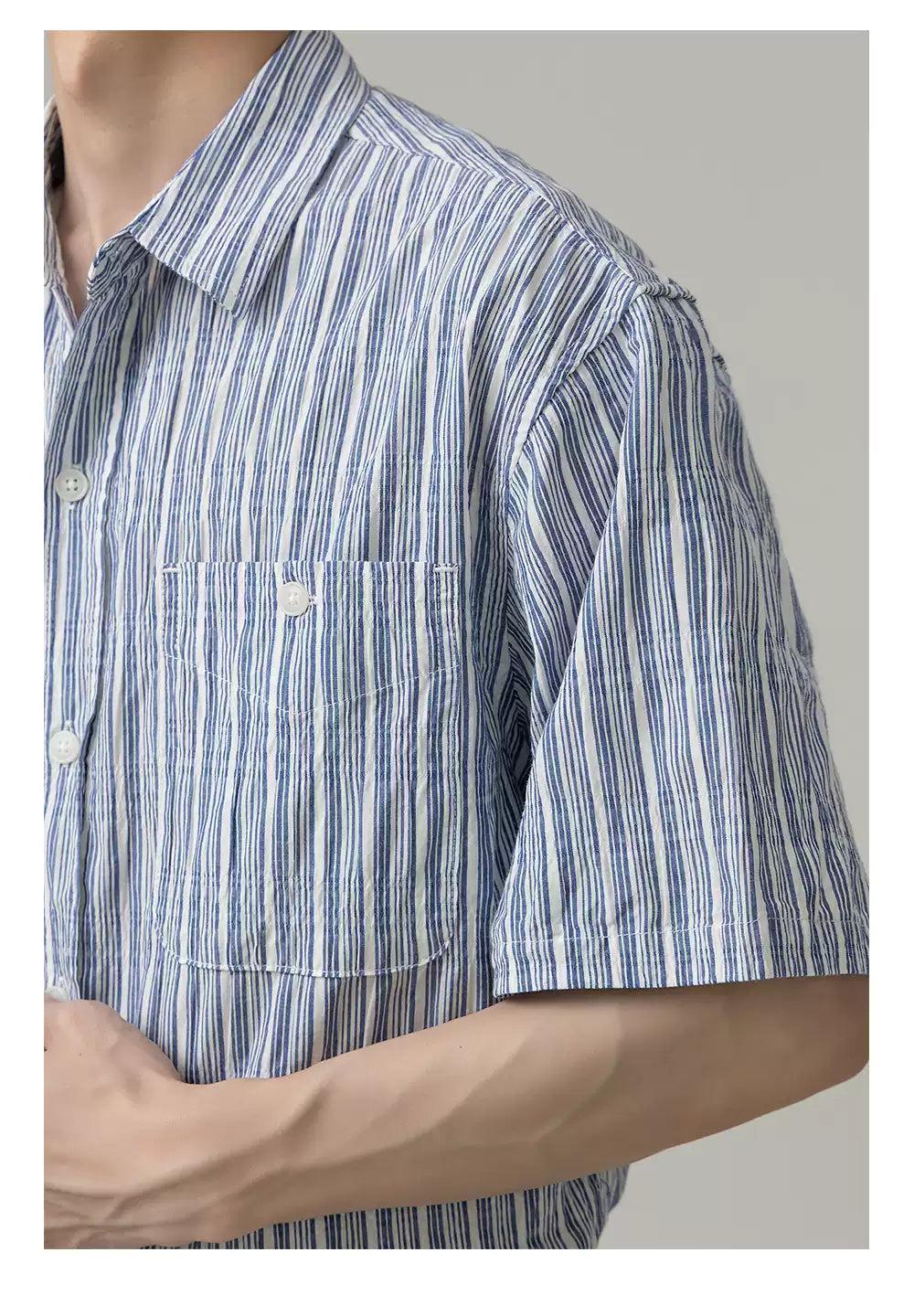 Zhou Striped Pocket Shirt-korean-fashion-Shirt-Zhou's Closet-OH Garments