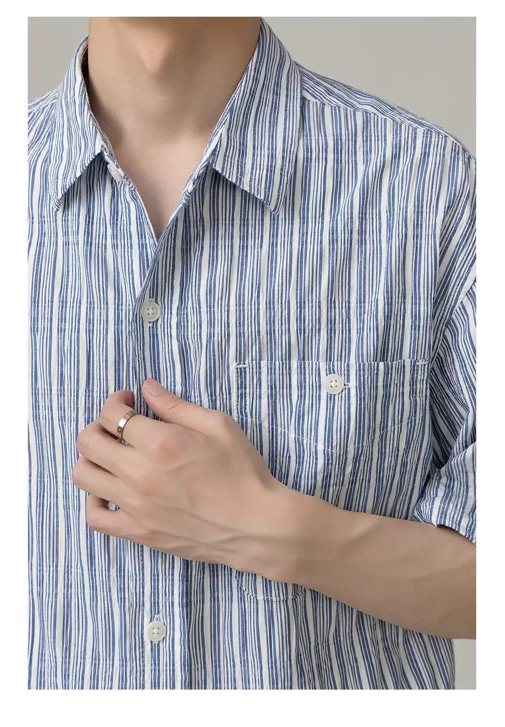 Zhou Striped Pocket Shirt-korean-fashion-Shirt-Zhou's Closet-OH Garments
