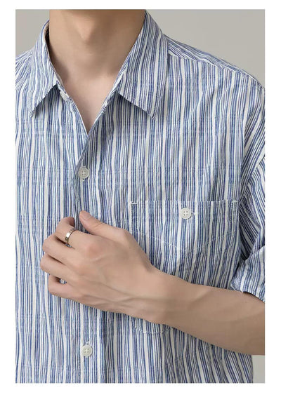 Zhou Striped Pocket Shirt-korean-fashion-Shirt-Zhou's Closet-OH Garments