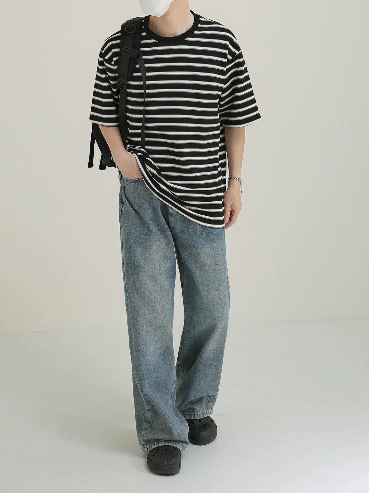 Zhou Striped Regular Fit T-Shirt-korean-fashion-T-Shirt-Zhou's Closet-OH Garments