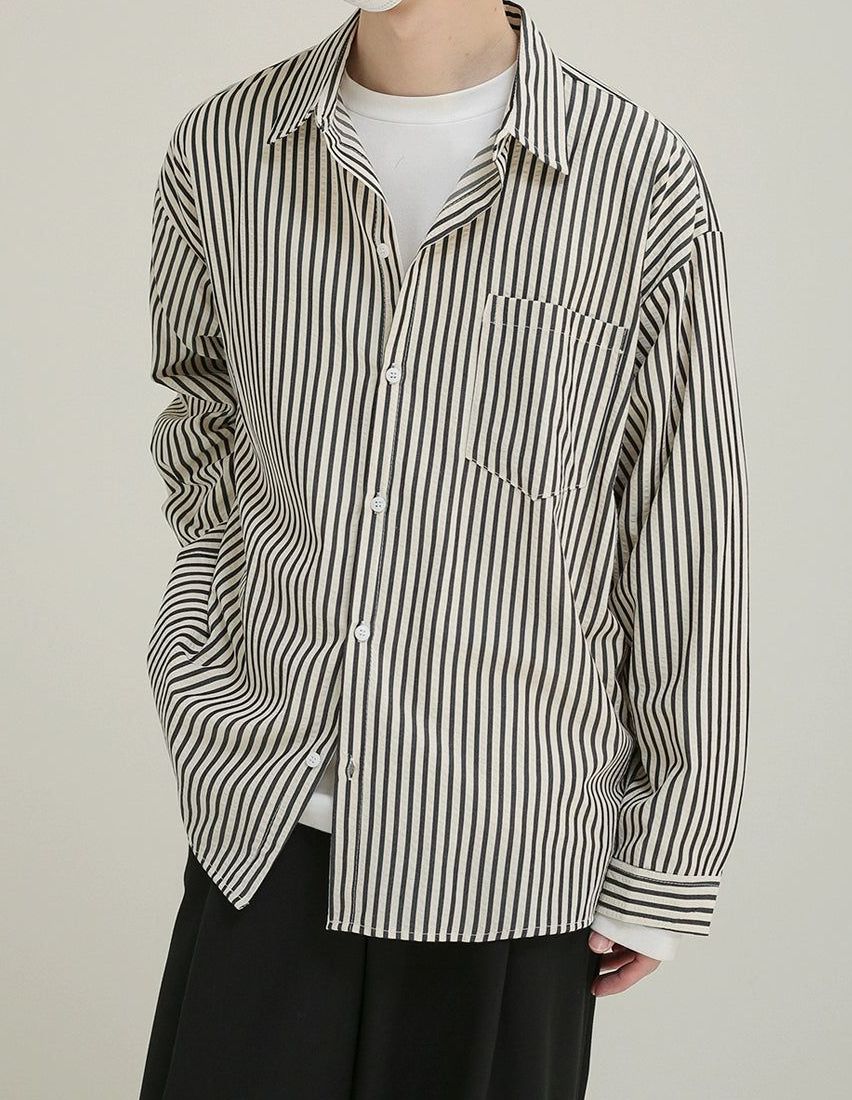Zhou Striped Style Neat Shirt-korean-fashion-Shirt-Zhou's Closet-OH Garments