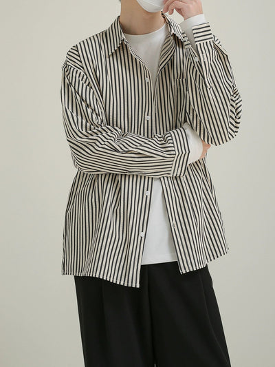 Zhou Striped Style Neat Shirt-korean-fashion-Shirt-Zhou's Closet-OH Garments