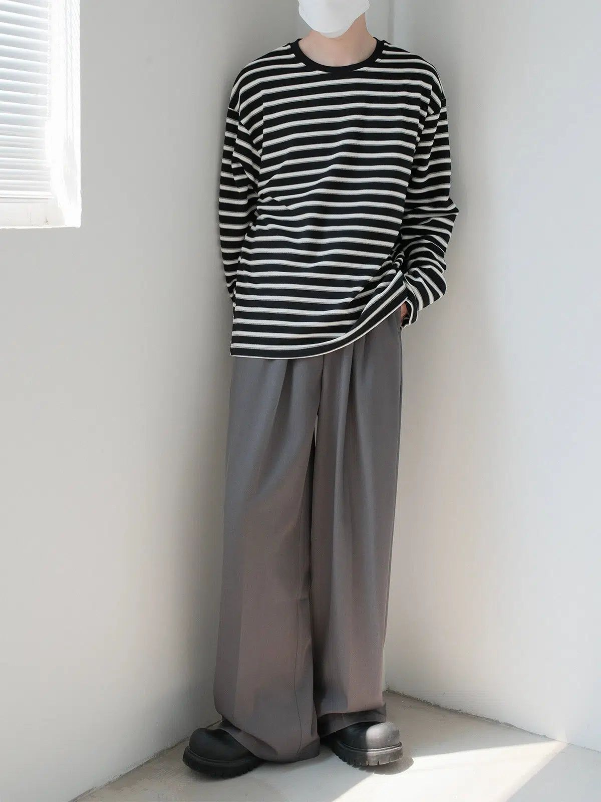 Zhou Striped Versatile Long Sleeve T-Shirt-korean-fashion-T-Shirt-Zhou's Closet-OH Garments