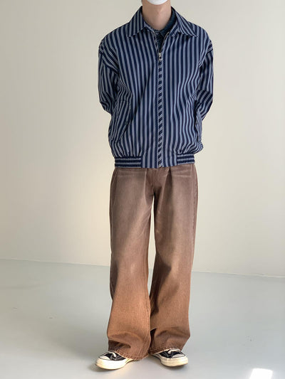 Zhou Stripes Ruched Hem Short Jacket-korean-fashion-Jacket-Zhou's Closet-OH Garments