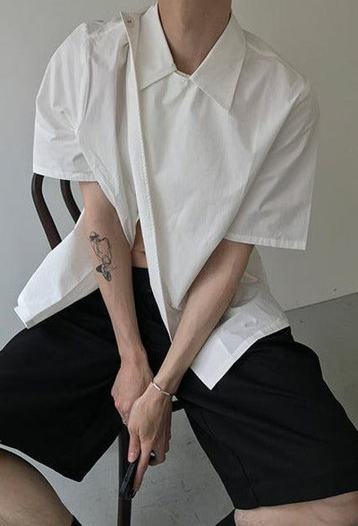 Zhou Structured Cut Buttoned Layer Shirt-korean-fashion-Shirt-Zhou's Closet-OH Garments