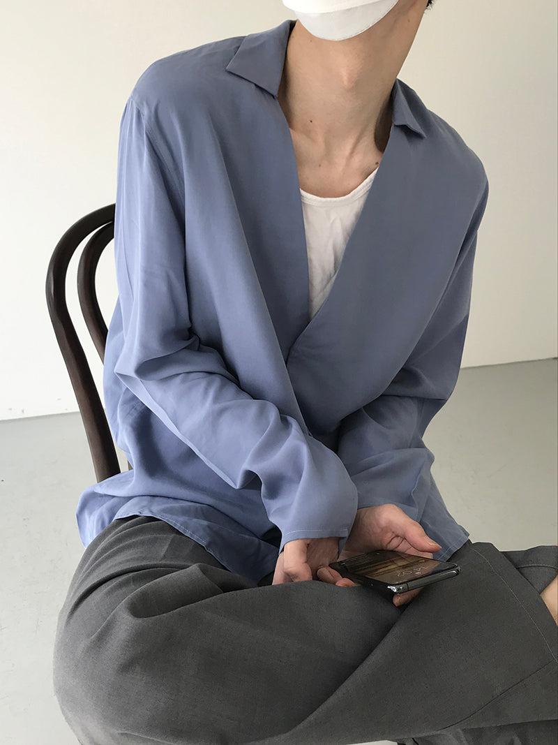 Zhou Structured Cut Relaxed Fit Shirt-korean-fashion-Shirt-Zhou's Closet-OH Garments
