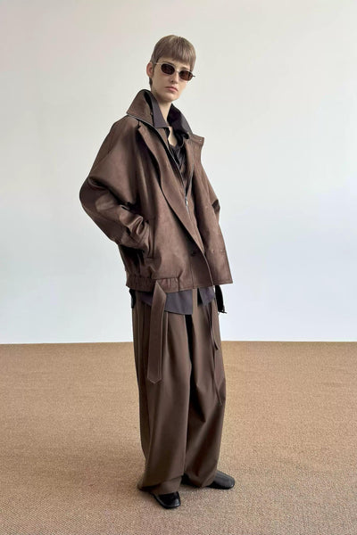 Zhou Structured Strapped Micro Suede Jacket-korean-fashion-Jacket-Zhou's Closet-OH Garments