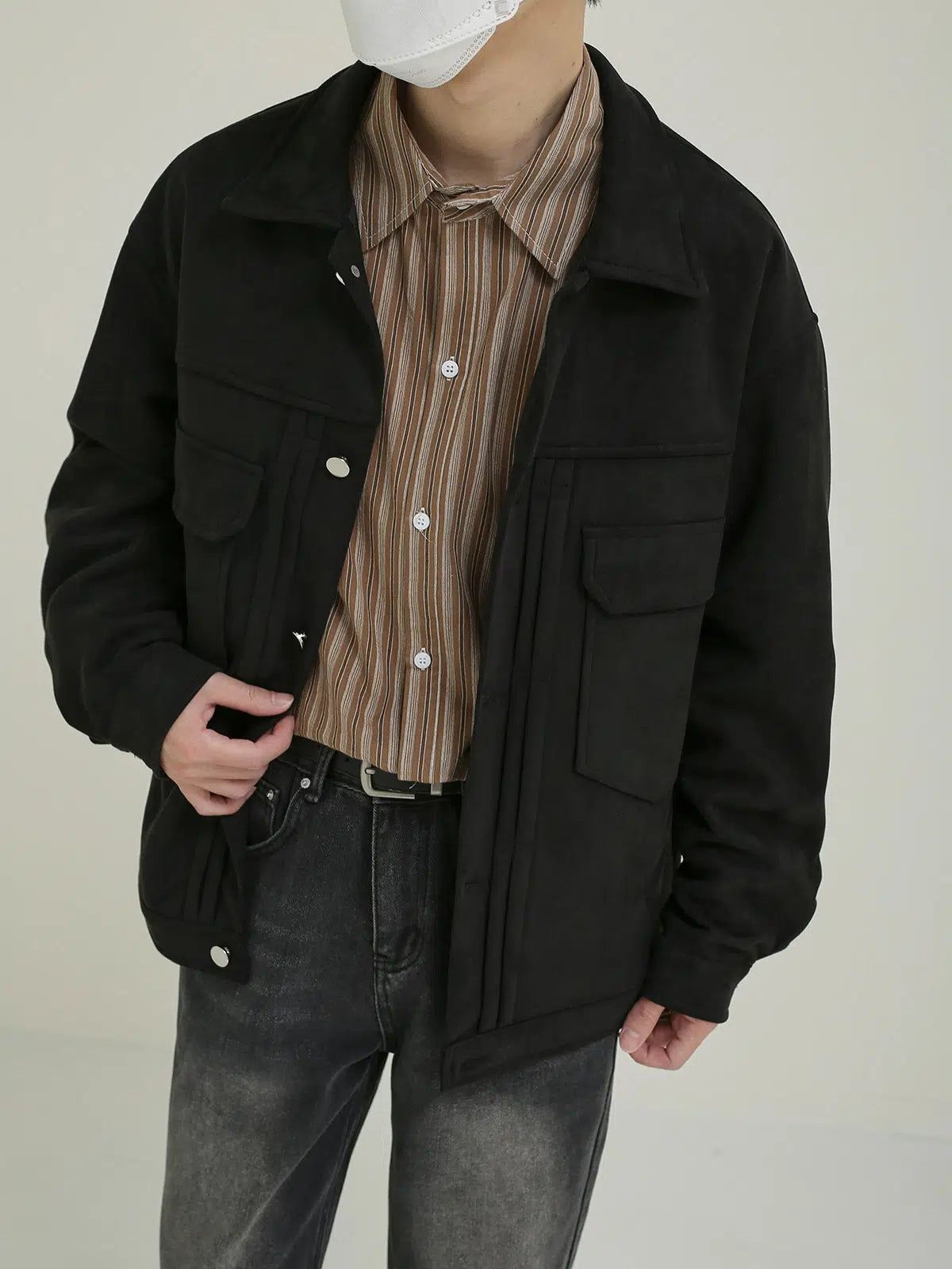Zhou Structured Suede Textured Jacket-korean-fashion-Jacket-Zhou's Closet-OH Garments