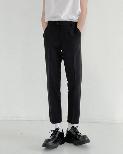 Zhou Subtle Pleats Slim Cut Trousers-korean-fashion-Pants-Zhou's Closet-OH Garments