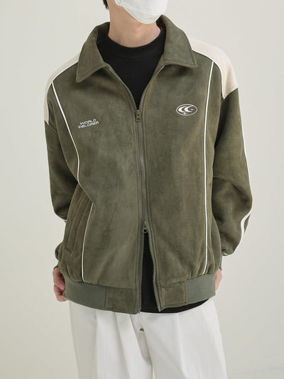 Zhou Suede Textured Spliced Jacket-korean-fashion-Jacket-Zhou's Closet-OH Garments