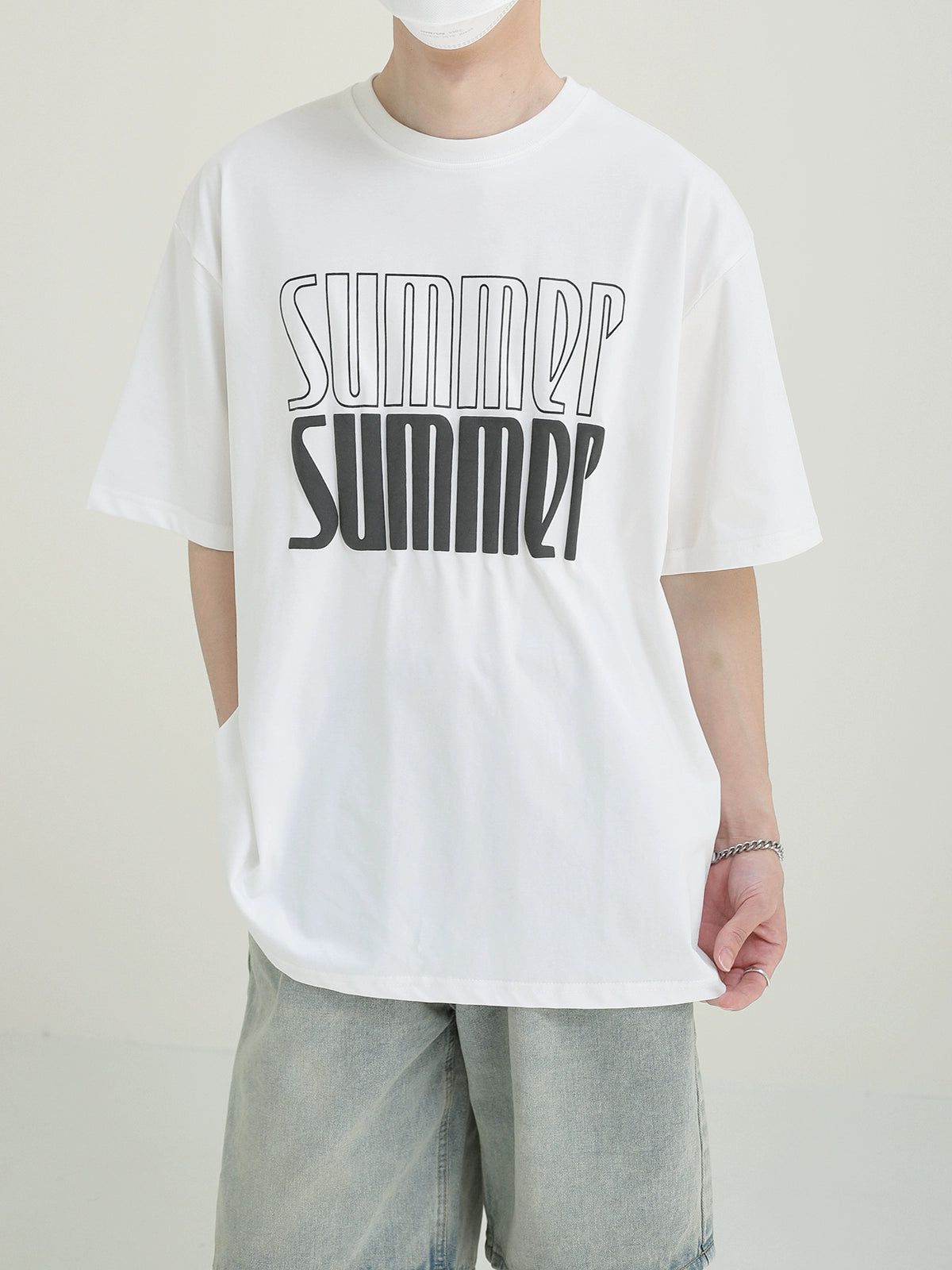 Zhou Summer Double Text T-Shirt-korean-fashion-T-Shirt-Zhou's Closet-OH Garments